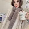 Cachecol Boniu Caseiro de Pelúcia Longa Estilo Baguete para Mulheres, Aquecedor de Pescoço com Gola de Pelo de Inverno, Novo Estilo Coreano