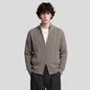 Roupa Masculina APO Jaqueta Suéter Masculino Texturizado Transfronteiriça, estilo old money, caimento solto, mangas compridas, gola alta, tricô cardigan versátil
