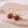 Pendientes de Perla con Zirconia de Goteo Rojo de Angola, Pendientes de Estilo Retro Francés, Pendientes Exquisitos de Gama Alta de Nicho para Mujeres