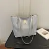 Bolsa tote estilo college com estampa de estrela hot stamping e bordado de coelho, bolsa grande de pelúcia de ombro único, bolsa de mão de grande capacidade para estudantes, mulheres
