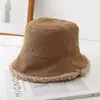 Sombrero de Pescador de Pana de Doble Cara para Mujer, Sombrero de Pescador de Lana de Cordero para Otoño e Invierno, Sombrero de Cubo Cálido y Moderno, Estilo Minimalista para Adultos