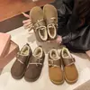 Birkenstock de Solado Grosso de Pelúcia Feminino Botas de Neve Quentes 2026 Outono/Inverno Mocassins de Pelo Slip-on Sapatos Baixos de Algodão