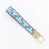 Chaveiro bordado transfronteiriço, pulseira tecida à mão estilo étnico, chaveiro DIY, pingente curto vintage, suprimento