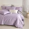Lujo Ligero Tacto de Alta Gama Todo Algodón Cepillado Juego de Cuatro Piezas Algodón Puro Bordado Sencillo Funda Nórdica Sábanas Faldón de Cama Cubrecama Estilo