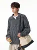 Suéter casual Hanlu con cuello y media cremallera para hombre, otoño e invierno, estilo relajado vintage old money, cárdigan corto de punto holgado