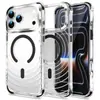 Adecuado para funda de teléfono magnética con patrón de ondas para Apple 18 Pro Max, funda protectora transparente con airbag anticaídas para iPhone 17 16