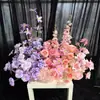 Decoração de casamento arranjo de parede de flores artificiais na cor champanhe fundo de palco placa KT arranjo de chão flores artificiais