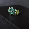 Anillo de flor de gota de pegamento verde anillo de flor femenina temperamento Red social sensación de alta gama más vendido exquisito anillo de flor de cinco pétalos fabricantes al por mayor