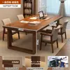 Escritorio de Madera Maciza para Sala de Estar, Escritorio Largo Grande, Mesa de Lectura y Estudio, Banco de Trabajo Doble para Computadora en Casa, Mesa Larga