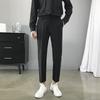 Pantalones estilo coreano para hombre Pantalones hasta el tobillo Pierna recta Verano Delgados Pantalones de traje drapeados Ajustados Pierna pequeña Pantalón de traje casual para hombre Pantalones de moda