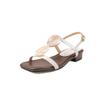 Sandalias Romanas de Cuero Genuino con Hebilla Redonda de Jade de Moda y Únicas, Correa al Tobillo, Tacón Bajo Grueso, Punta Cuadrada, Punta Abierta, para Mujer, Verano 2025