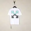 Talla Europea Versión Correcta Estampado Off Tinta Acuarela Degradado Flecha Graffiti Ow Marca de Moda Camiseta de Manga Corta para Pareja 260g