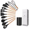 Manoplas para Horno y Mango de Madera Resistente a Altas Temperaturas Juego de 12 Piezas de Utensilios de Cocina de Silicona Sartén Antiadherente Espátula Especial de Silicona Juego de Utensilios de Cocina de Silicona Al por Mayor