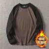 De Velvet Base Camisa Masculina Em Torno Do Pescoço Slim-fit Manga Raglan Quente Outono e Inverno Costura Contraste Cor Moda Marca Moda Top Roupas