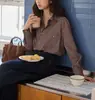 Camisa listrada de manga comprida retrô estilo francês para mulheres, nova coleção outono 2026, modelagem solta, tecido escovado