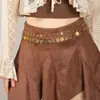Cadena de cintura de metal con borlas estilo bohemio para mujer, accesorio de cintura de cadena de monedas vintage, decoración de cintura versátil para chicas a la moda