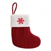 Meias de Tricô de Natal com Letras Floco de Neve Vermelho Tamanho Pequeno Enfeites de Meia de Natal Pata de Gato Criativa Pingente de Árvore de Natal