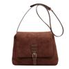Bolsa Quadrada Pequena Estilo Coreano Outono e Inverno Nova Bolsa Feminina com Temperamento Retrô Bolsa de Ombro/Axila em Camurça Bolsa Transversal Casual