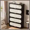 Cómoda Negra Estilo Vintage de Cinco Cajones Gabinete de Almacenamiento para Sala de Estar Dormitorio Gabinete de Almacenamiento Estantería Gabinete de Pasillo Gabinete Estrecho Alto Vertical Multicapa