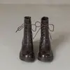 Botas Martin Cómodas con Cordones para Mujer, Botines de Tacón Alto de Cuero Suave, Nuevo Estilo Otoño e Invierno, Versátiles, Cierre Trasero, Punta Redonda, Tacón Grueso, Botas Ajustadas