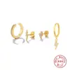 Pendientes de Rayo de Diamante de Plata de Ley S925 sin Agujeros en las Orejas Pendientes de Clip para Oreja Conjunto Europeo y Americano Pendientes Elegantes Chapados en Oro Estilo Coreano
