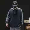 Sudadera con media cremallera para hombre, nueva de primavera y otoño, estilo americano holgado, con contraste de color, cuello tipo polo, chaqueta de manga larga para hombre