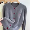 Suéter cárdigan tejido con lazo bordado y manga larga para mujer, nuevo estilo primavera/otoño/invierno, prenda exterior holgada y a la moda