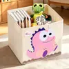 Caja de Almacenamiento de Juguetes para Niños Bordada de Dibujos Animados, Cesta de Almacenamiento Plegable de Tela Lavable, Caja de Almacenamiento tipo Gabinete de Malla de Gran Capacidad