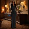 C6940 Cross-border AliExpress Amazon Europeia e Americana Moda Feminina Independente Stand Vestido de Noite de um ombro Slim-fit
