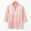 Nueva camisa de estilo chino con cuello mao para mujer, manga tres cuartos de verano, nuevo modelo 2026, top corto jacquard elegante para madres