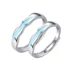 Anillo Romántico Nuevo de la vida Runxin para amantes hombres y mujeres un par de anillo abierto anillo de corazón oceánico con pegamento azul