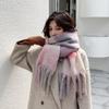 Cachecol Quente Engrossado para Mulheres Inverno Versátil Cachecol de Mohair Macio e Sedoso Estendido 2024 Novo Xale Qualidade Atacado
