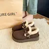 Sapatos Birkenstock Fofos de Solado Grosso Feminino Novos de Inverno Aquecidos Espessados Botas de Neve Completamente Fechadas Sapatos de Algodão com Pelo Birkenstock