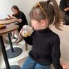 Camisa de suéter para meninas 2023, novo suéter infantil de meia gola alta estilo ocidental, grosso e quente, outono 0158A021