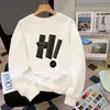 Moletom Huamian Preto com Gola Redonda para Mulheres, Novo Estilo Outono e Inverno 2026, Blusa Solta de Manga Longa Tamanho Grande, Jaqueta de Lã de Inverno