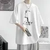 Camiseta Top de Verão Manga Curta Meia Manga Tamanho Plus Size Estudante Marca Trendy Novo Solto Versátil Casual Masculino