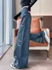 Venda Direta de Fábrica Jeans Feminino Transpassado de Cintura Alta 2026 Novo Estilo Primavera e Outono Petite Tamanho Plus Calças Retas Emagrecedoras