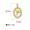 Pingente para Mulheres Estilo Pintura a Óleo Jardim de Monet Pingente Redondo de Flor para Mulheres Moda Elegante Simples Corrente para Clavícula Pingente Atacado