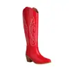 Novas Botas de Cavaleiro Grossas para Outono e Inverno Bordadas Europeias e Americanas 4043 Botas Quadradas de Comércio Exterior Botas de Salto Alto plus size Botas Altas Bordadas Femininas