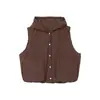 Chaleco cálido acolchado de alta gama 26 otoño/invierno moda con capucha, color liso, casual, corte holgado, top versátil para mujer