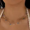 Joyería Transfronteriza Lujo Accesible Colgante Ojo de Diablo Azul Diamante Cadena para Clavícula Moda Collar de Perlas de Imitación para Mujer