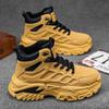 Botas de Trabalho Masculinas Inverno Antiderrapantes Botas Martin de Caminhada Sapatos de Pai Masculinos com Solado Grosso que Aumentam a Altura Sapatos Esportivos Casuais de Cano Alto Tendência