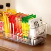 Estante para condimentos de cocina, estante de almacenamiento para encimera, divisor ajustable para gabinete, caja transparente de almacenamiento de condimentos para el hogar
