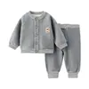 Conjunto Engrosado de Otoño e Invierno para Bebés y Niños Pequeños, Conjunto de Bebé para Niños y Niñas con Pantalones y Cárdigan, Conjunto de Dos Piezas Cálido para Casa