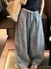 ¡Muy recomendable! Pantalones grises de corte holgado y caída, con pierna curva, para mujer, estilo ins de otoño, casuales y adelgazantes, tipo bombacho