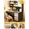 Escritorio con estantería, mesa integrada para estudiantes y uso doméstico, escritorio de escritura para dormitorio, montado en la pared con cajones, estantería, escritorio de oficina para computadora para adultos
