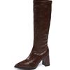 Elegantes Botas Skinny de Tacón Alto para Mujer, Adecuadas para Figuras Petite, Debajo de la Rodilla, Talla Grande, Botas de Moda con Punta