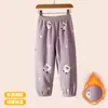 Pantalones de casa para niños Invierno Forro polar Pantalones de pijama para niños Pequeños Pantalones cálidos Niñas Bebé Franela Engrosados Pantalones largos