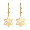 Nicho sentido de diseño de moda de tendencia exportación transfronteriza suministro hueco tres zarcillos colgante estrella de seis puntas aretes de acero inoxidable