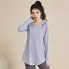 Blusas Esportivas Soltas de Secagem Rápida para Mulheres, Outono e Inverno Manga Longa t Roupas Fitness, Efeito Emagrecedor Cobre o Bumbum Tamanho Grande Roupas de Yoga